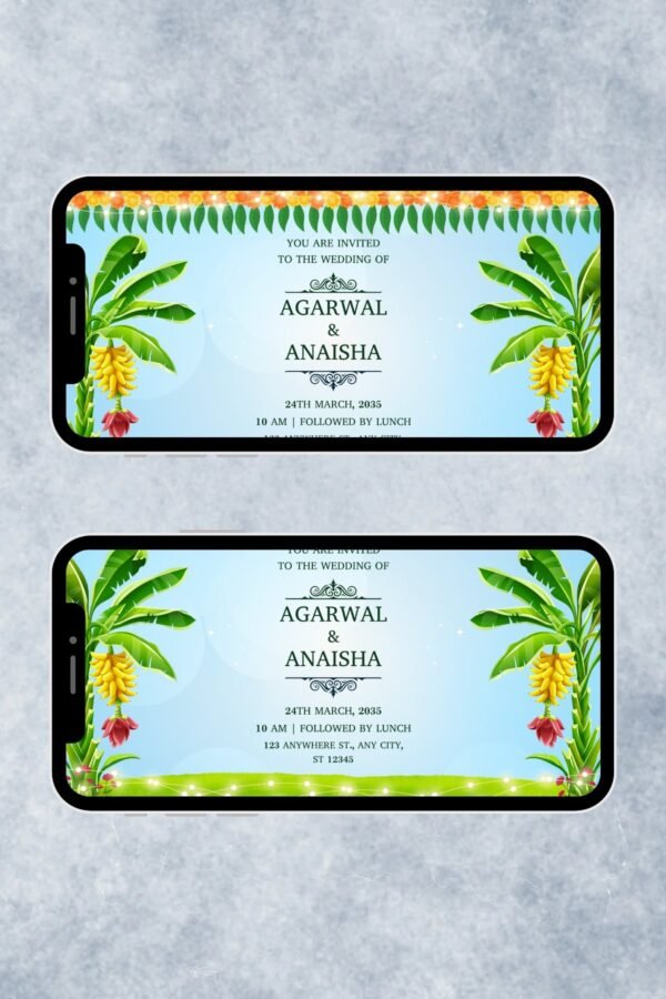 Green & Blue Animated Wedding Invitation Video – Traditional Illustrative Indian Design | RHW0005