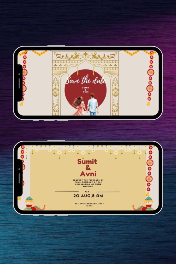 Gold & Red Indian Wedding Invitation Video – Traditional Animated E-Card Template | RHD0009