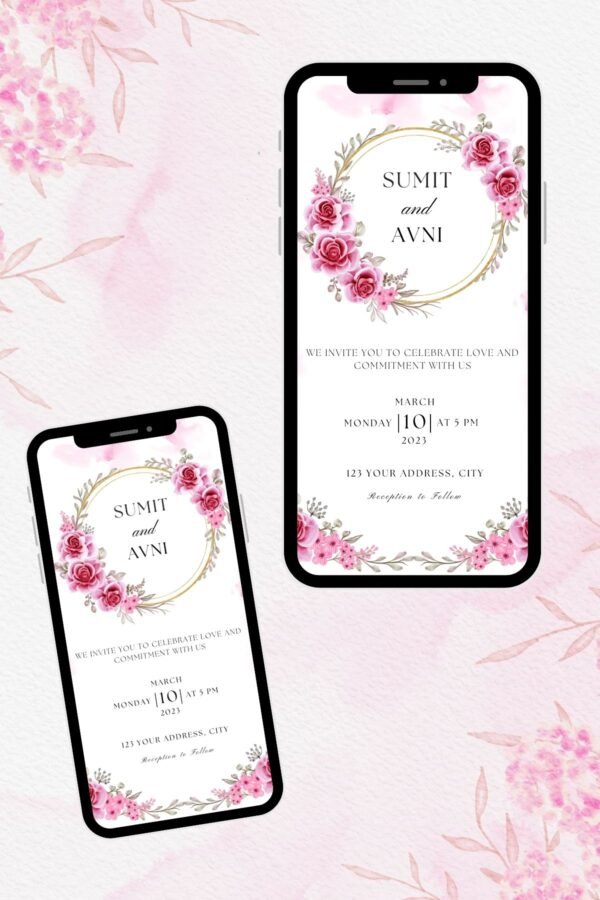 Pink Gold Free Wedding Invitation | RHW0031