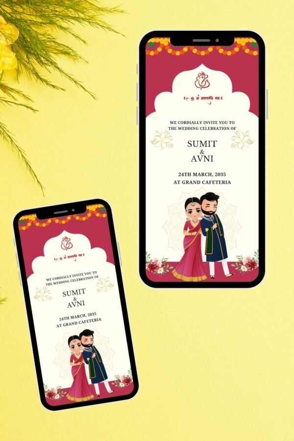 Red Gold and White Indian Wedding Invitation Instagram Post | RHW0033