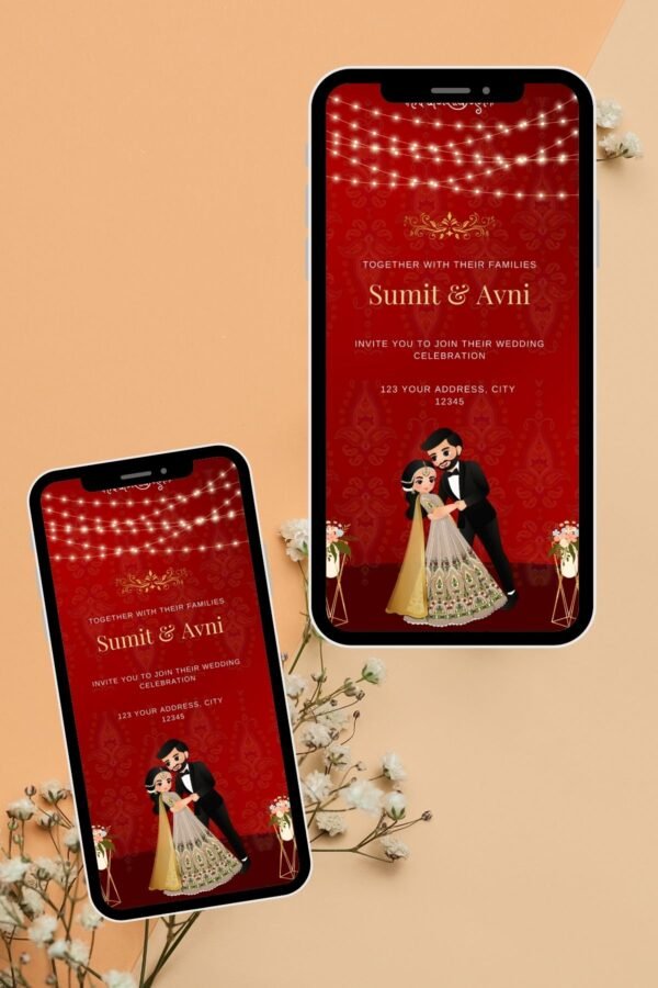 Red Gradient Indian Wedding Invitation | RHW0035